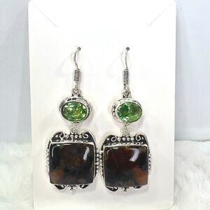 Jasper Peridot 925 Gemstone Earring